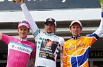 The final podium of the Volta a Catalunya 2007: Rogers, Karpets, Menchov